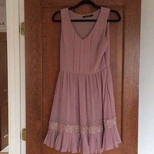 ModCloth dusty rose dress, embroidery detail, M